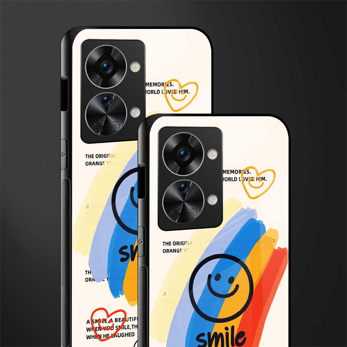 smile colourful glass case for phone case | glass case for oneplus nord 2t 5g