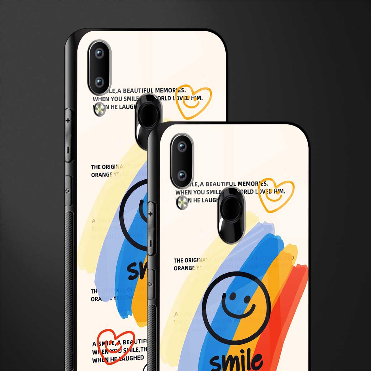 smile colourful glass case for vivo y91 image-2