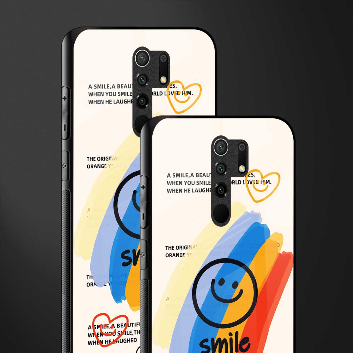 smile colourful glass case for poco m2 reloaded image-2