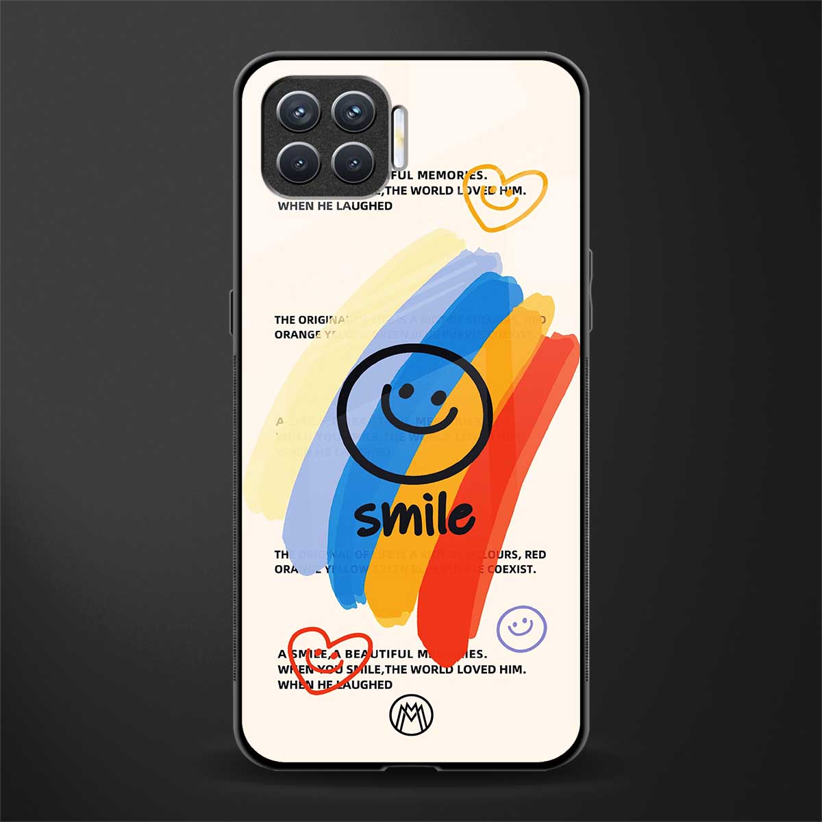 smile colourful glass case for oppo f17 pro image