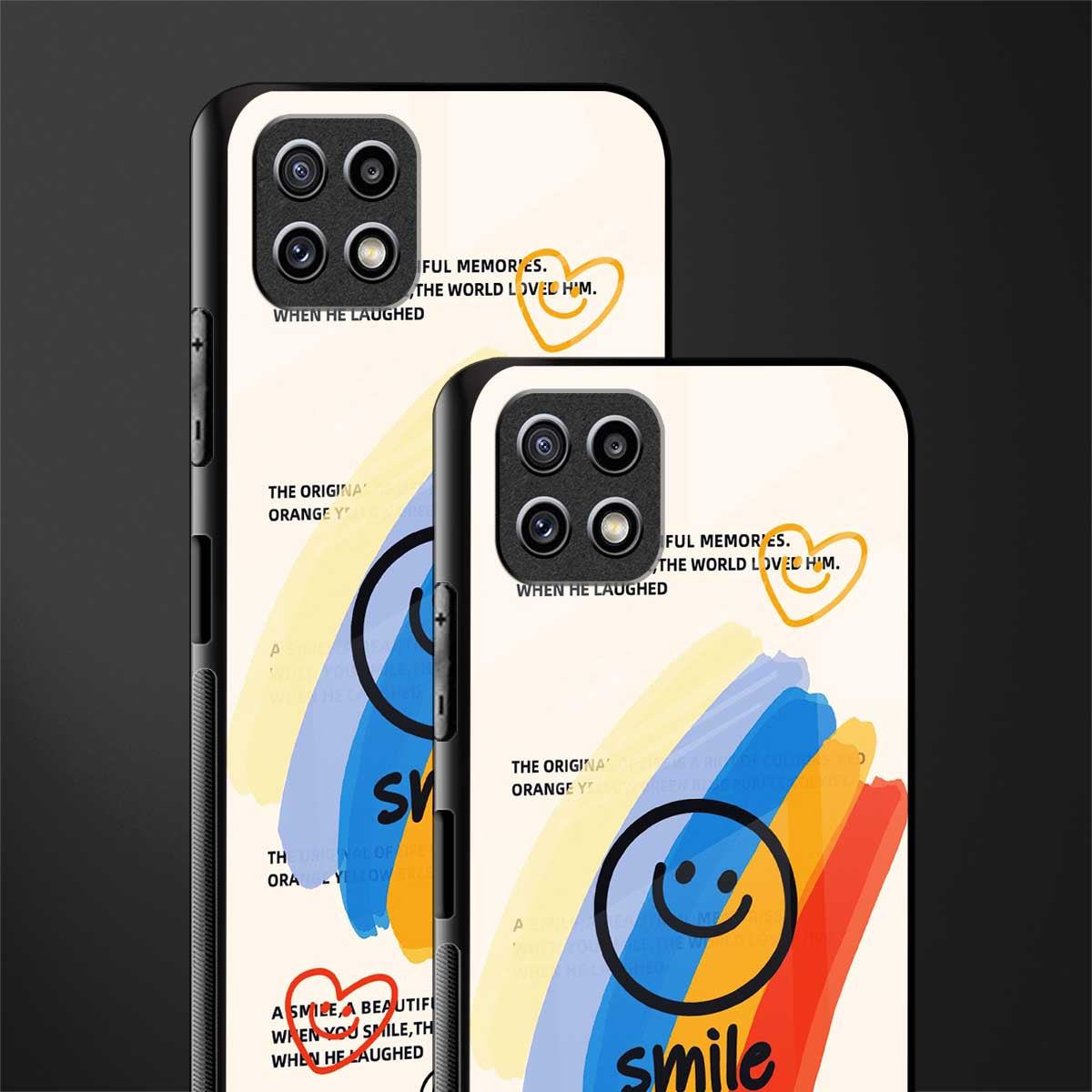 smile colourful glass case for samsung galaxy a22 5g image-2