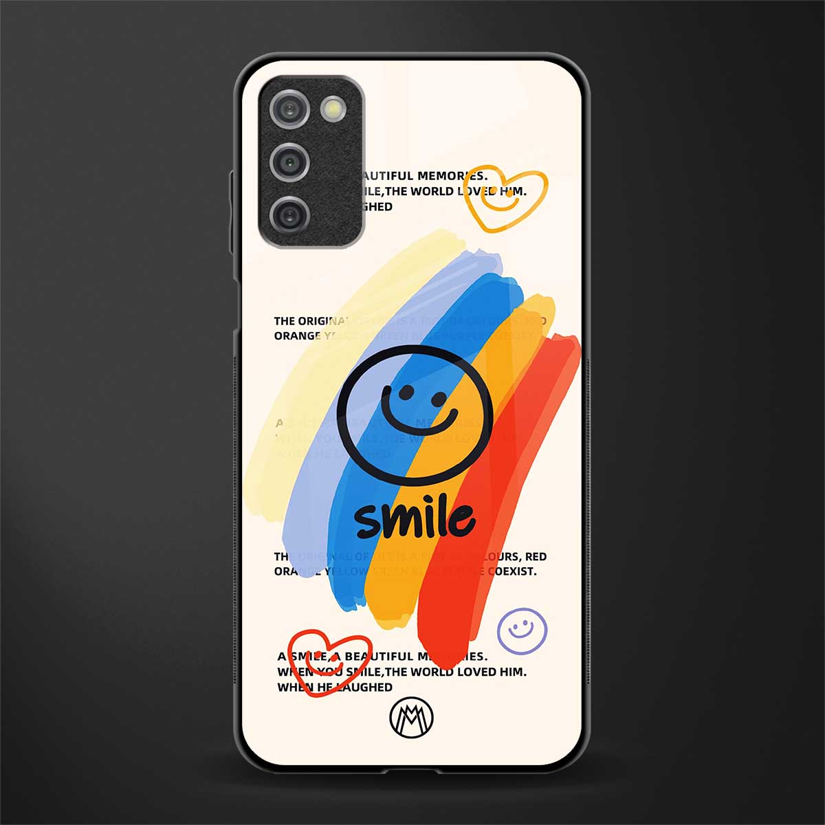smile colourful glass case for samsung galaxy a03s image
