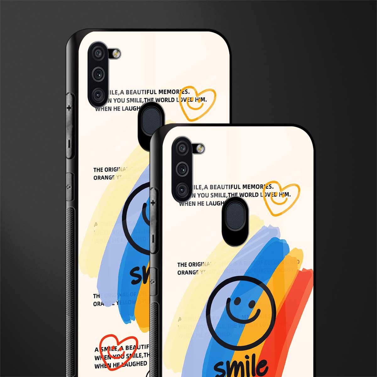smile colourful glass case for samsung a11 image-2
