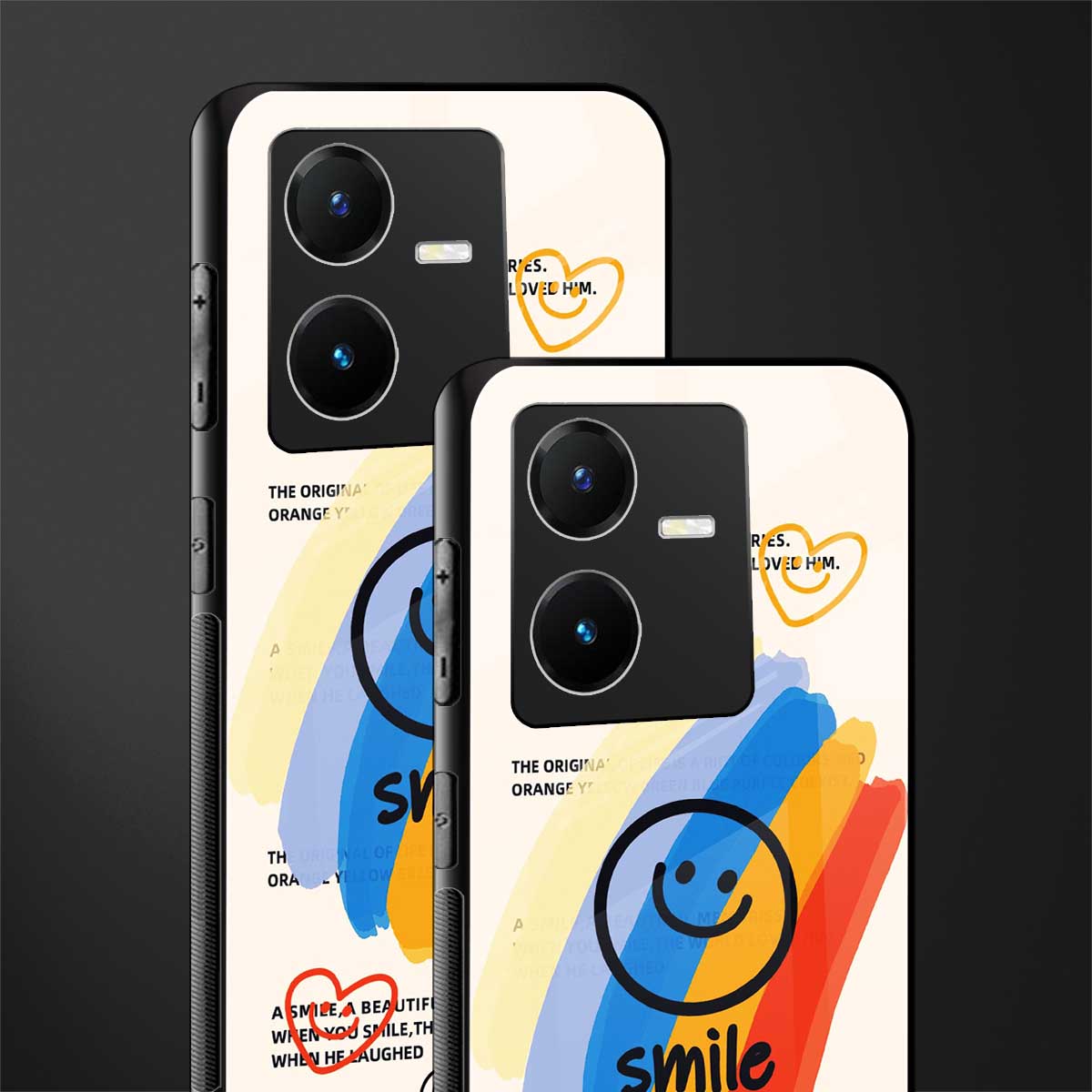 smile colourful back phone cover | glass case for vivo y22