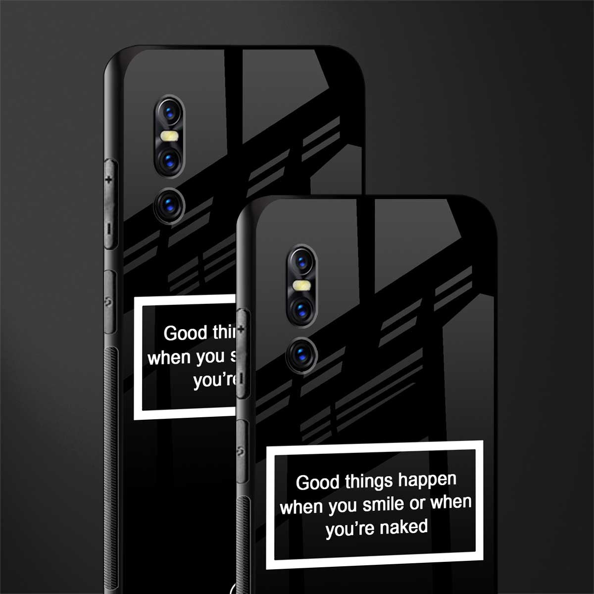 smile or naked black glass case for vivo v15 pro image-2