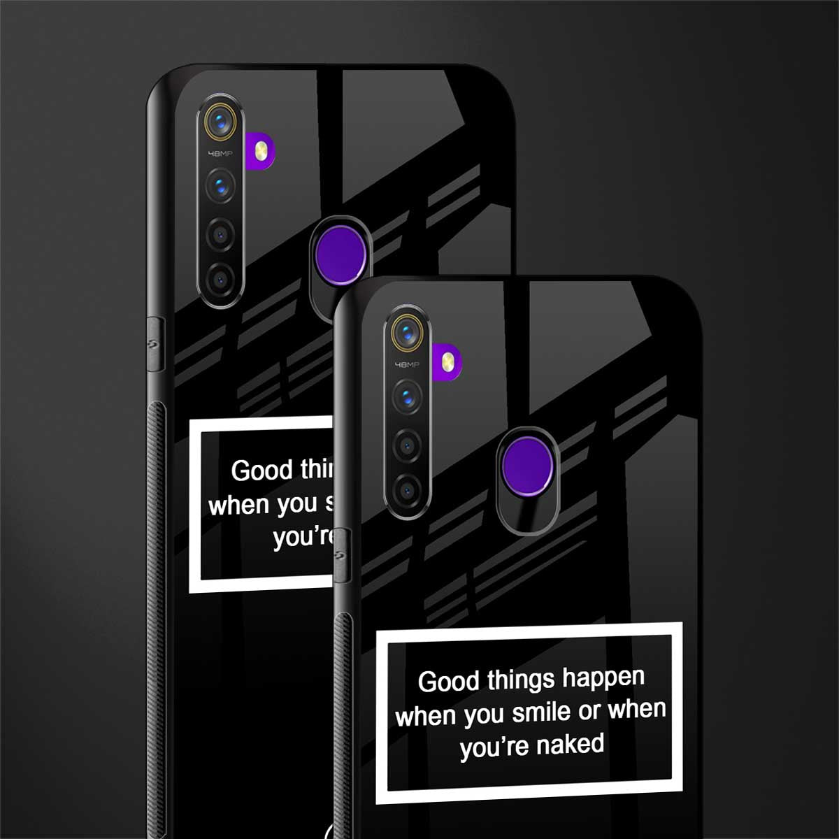 smile or naked black glass case for realme 5s image-2