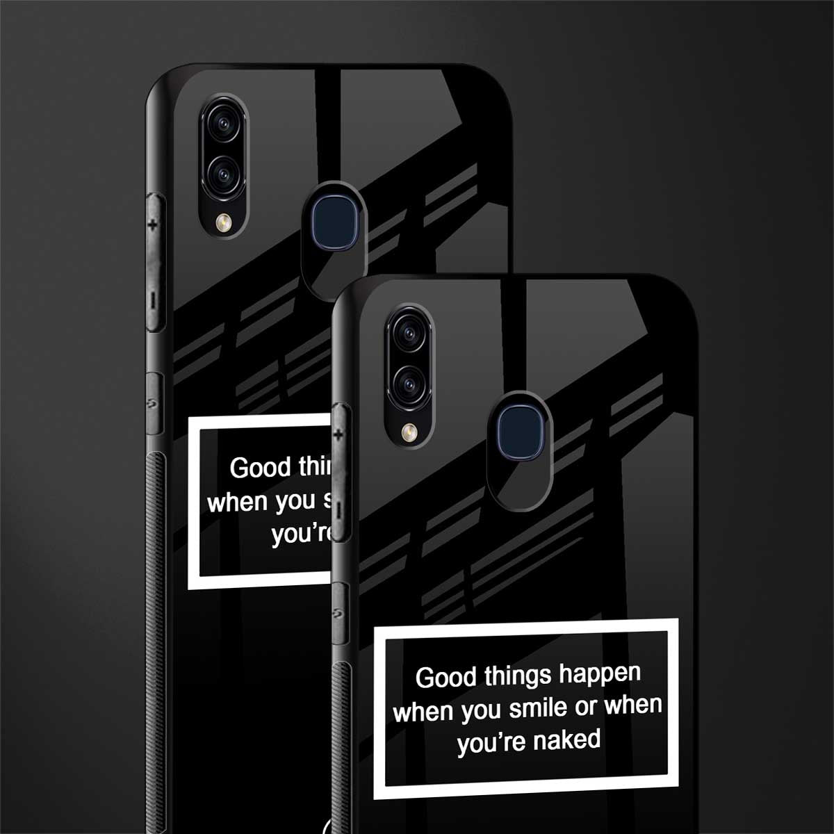 smile or naked black glass case for samsung galaxy a20 image-2