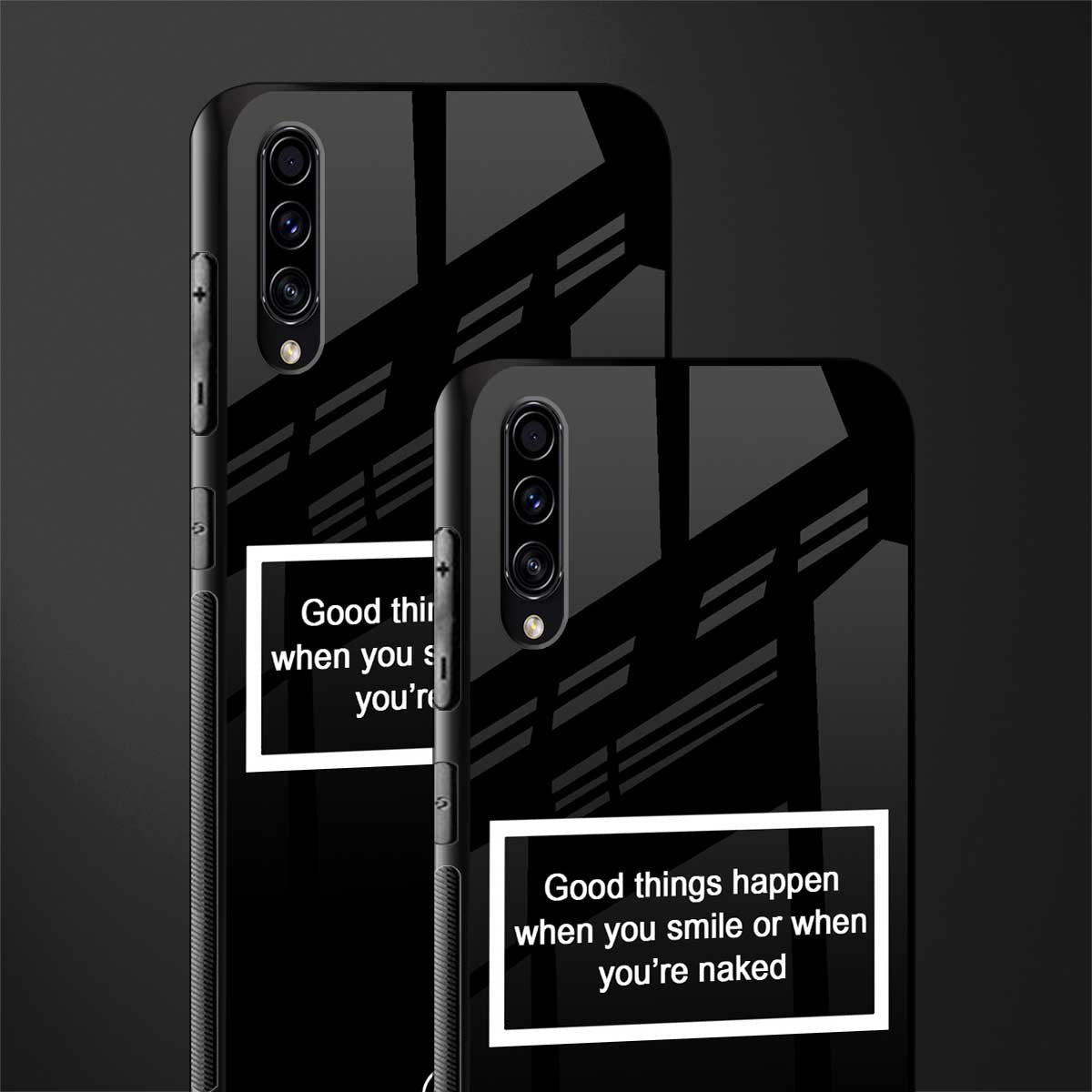 smile or naked black glass case for samsung galaxy a70 image-2