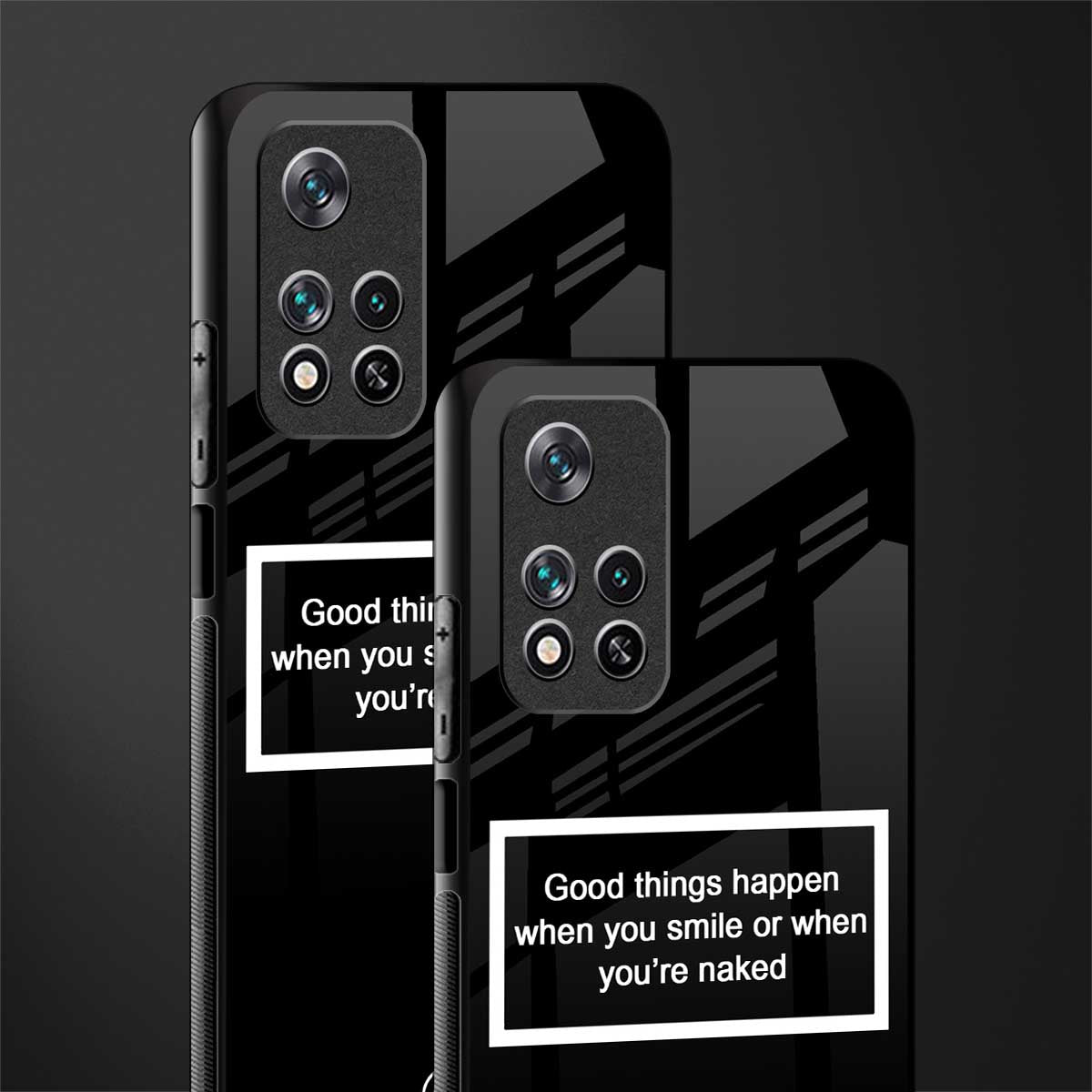 smile or naked black glass case for poco m4 pro 5g image-2