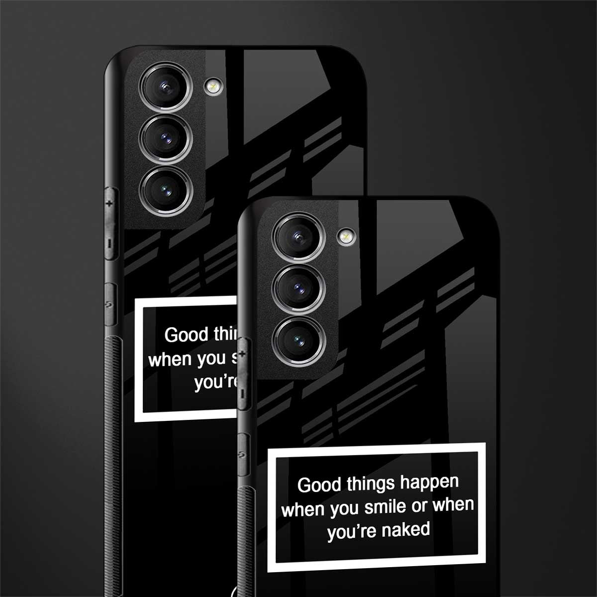 smile or naked black glass case for samsung galaxy s21 image-2