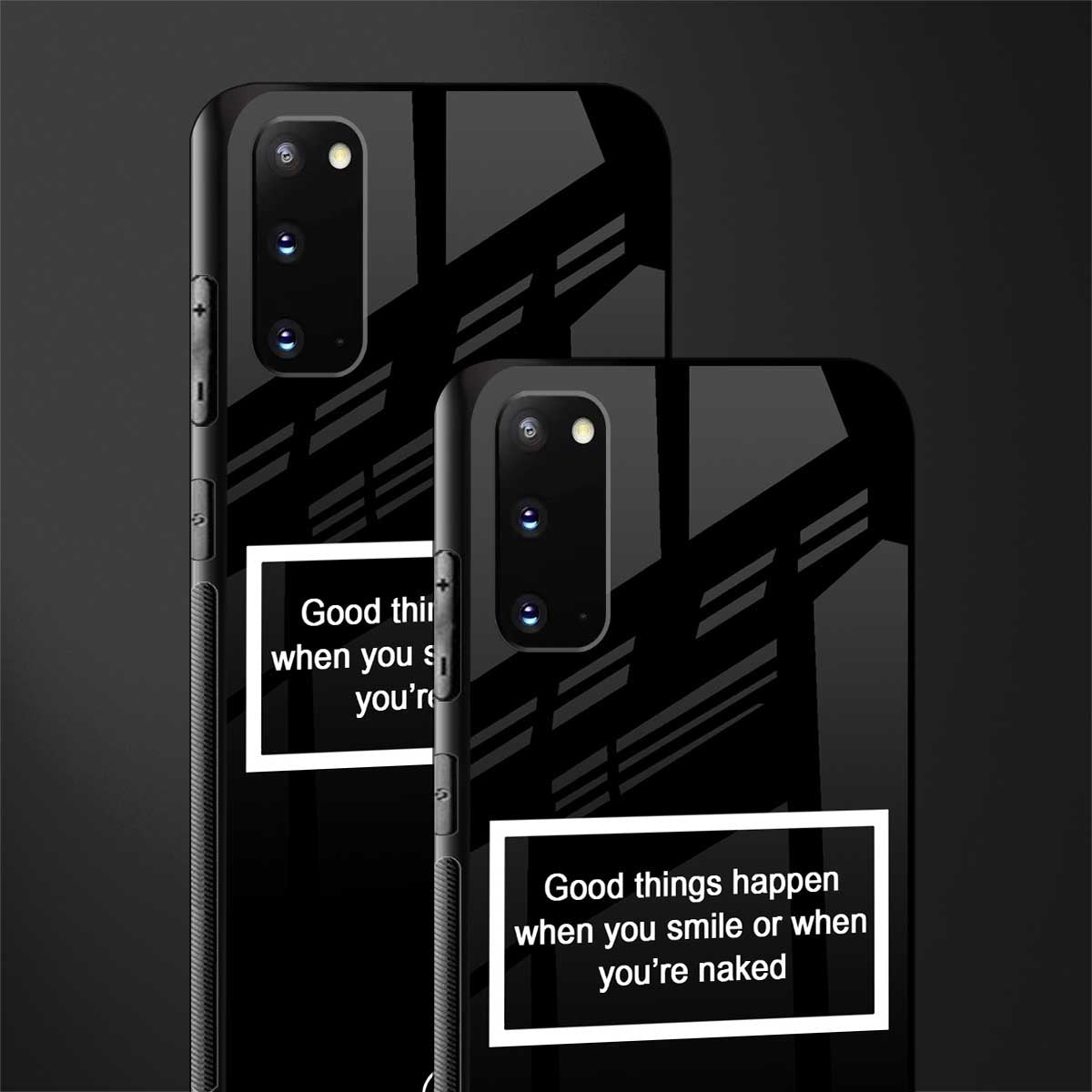 smile or naked black glass case for samsung galaxy s20 image-2