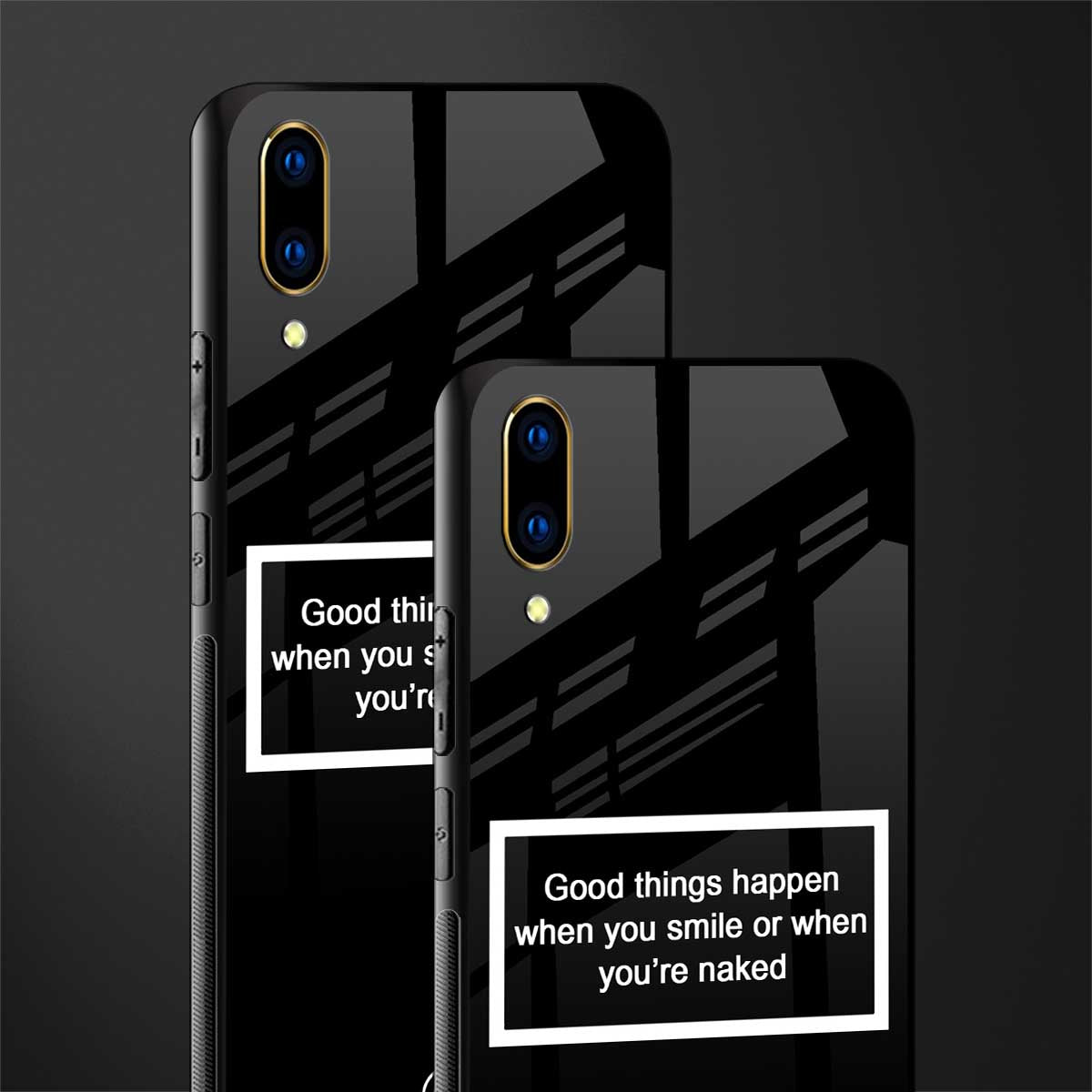 smile or naked black glass case for vivo v11 pro image-2
