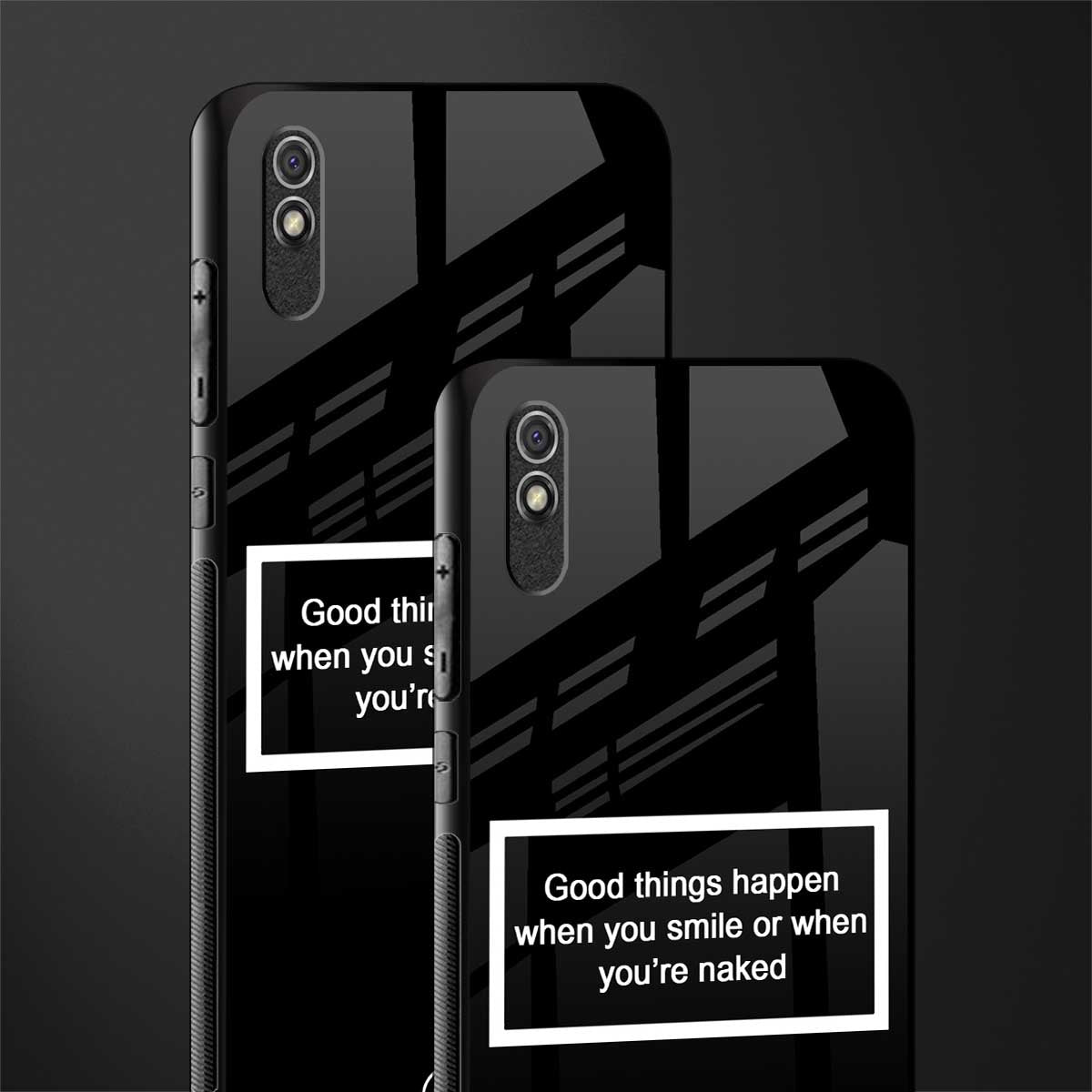 smile or naked black glass case for redmi 9a image-2