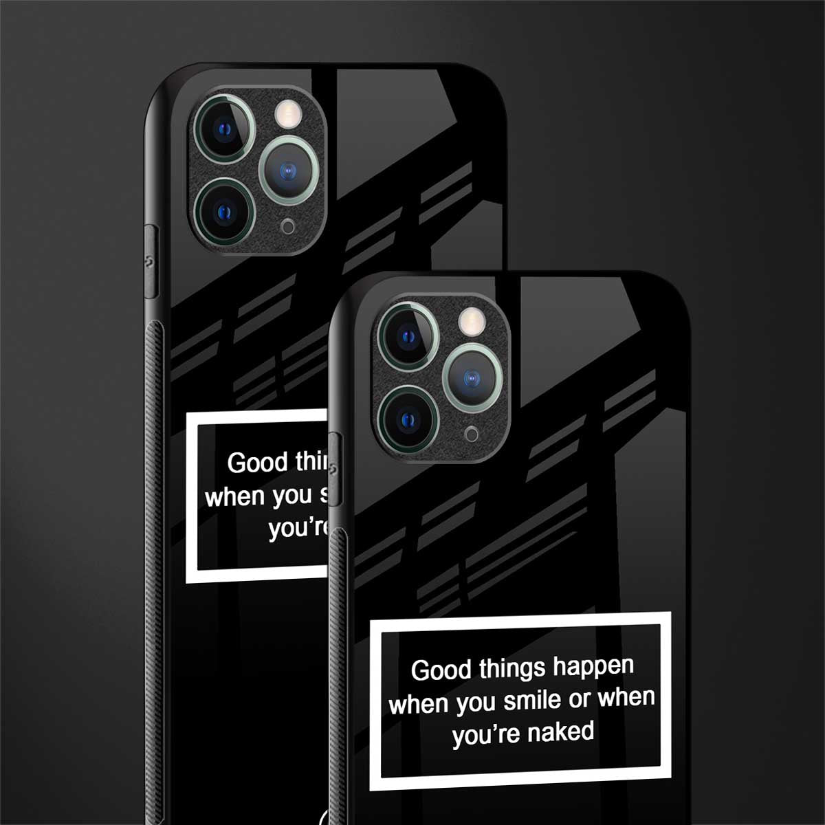 smile or naked black glass case for iphone 11 pro image-2
