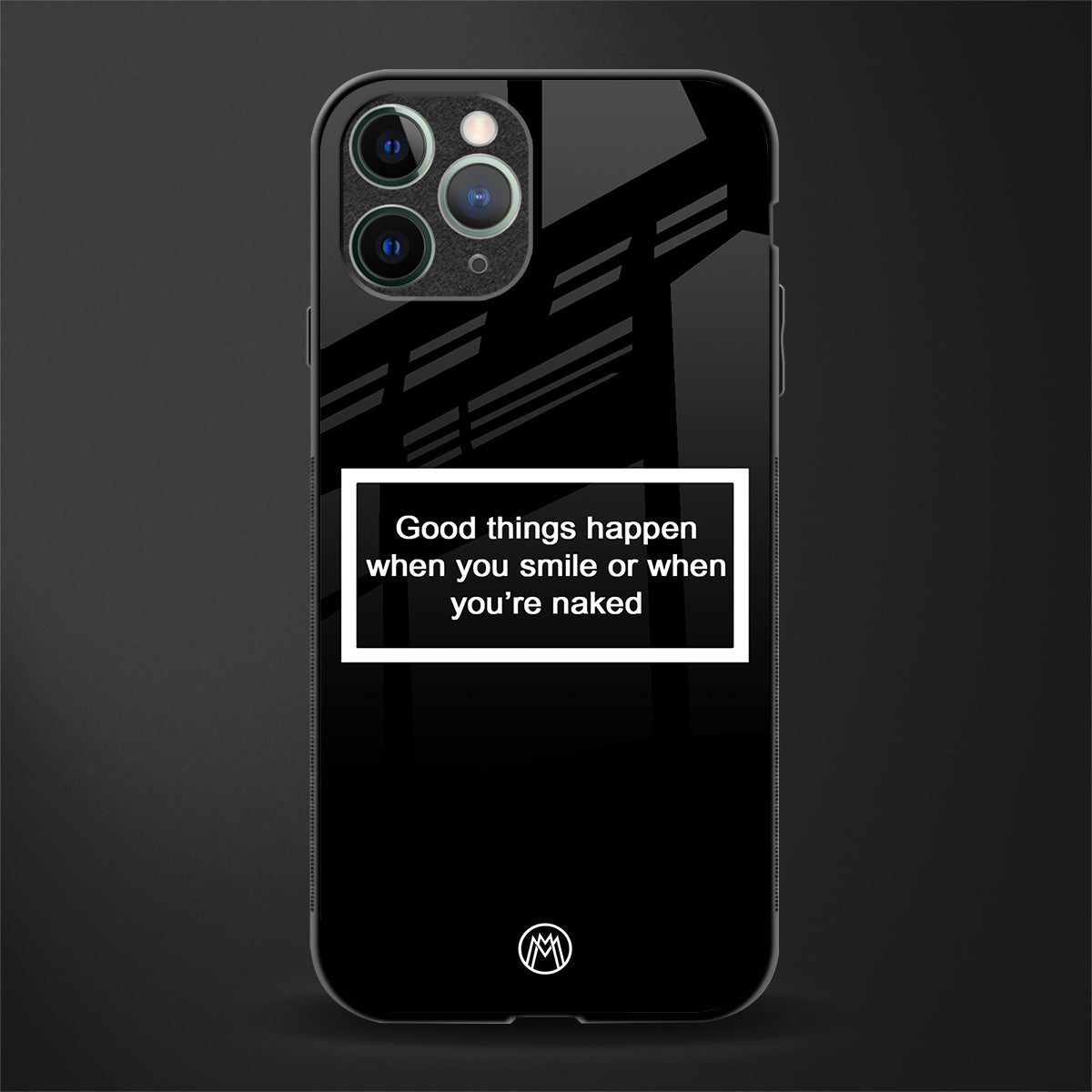 smile or naked black glass case for iphone 11 pro image