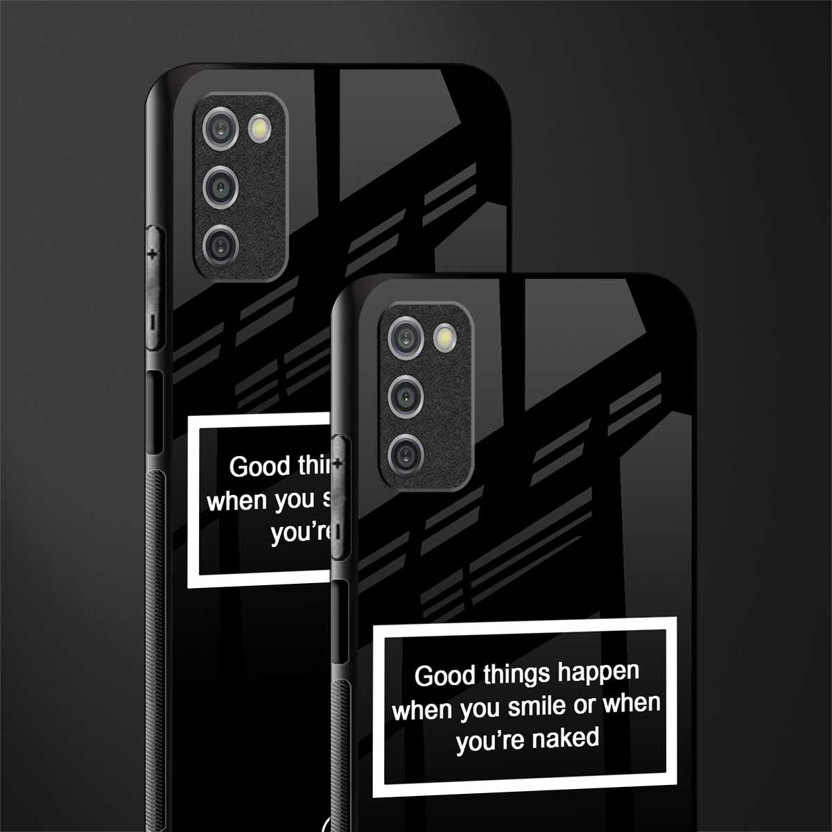 smile or naked black glass case for samsung galaxy a03s image-2