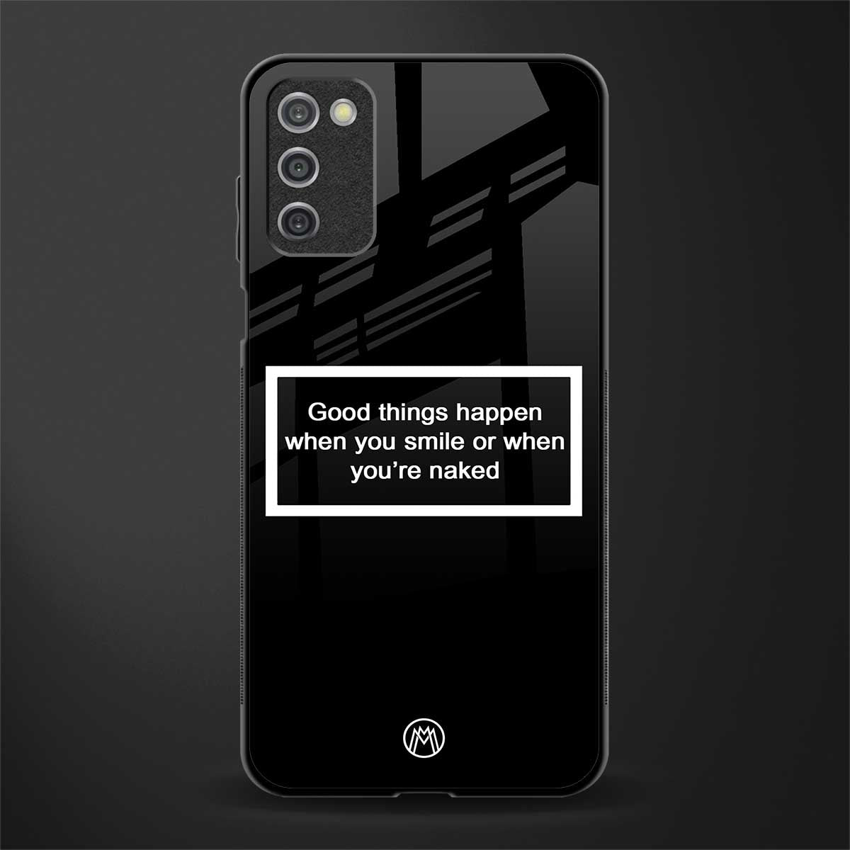 smile or naked black glass case for samsung galaxy a03s image