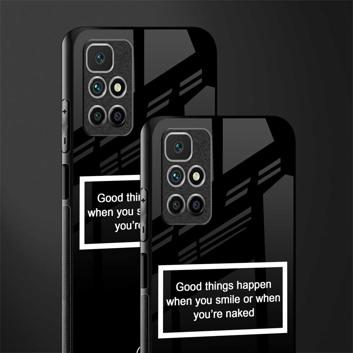 smile or naked black glass case for redmi 10 prime image-2