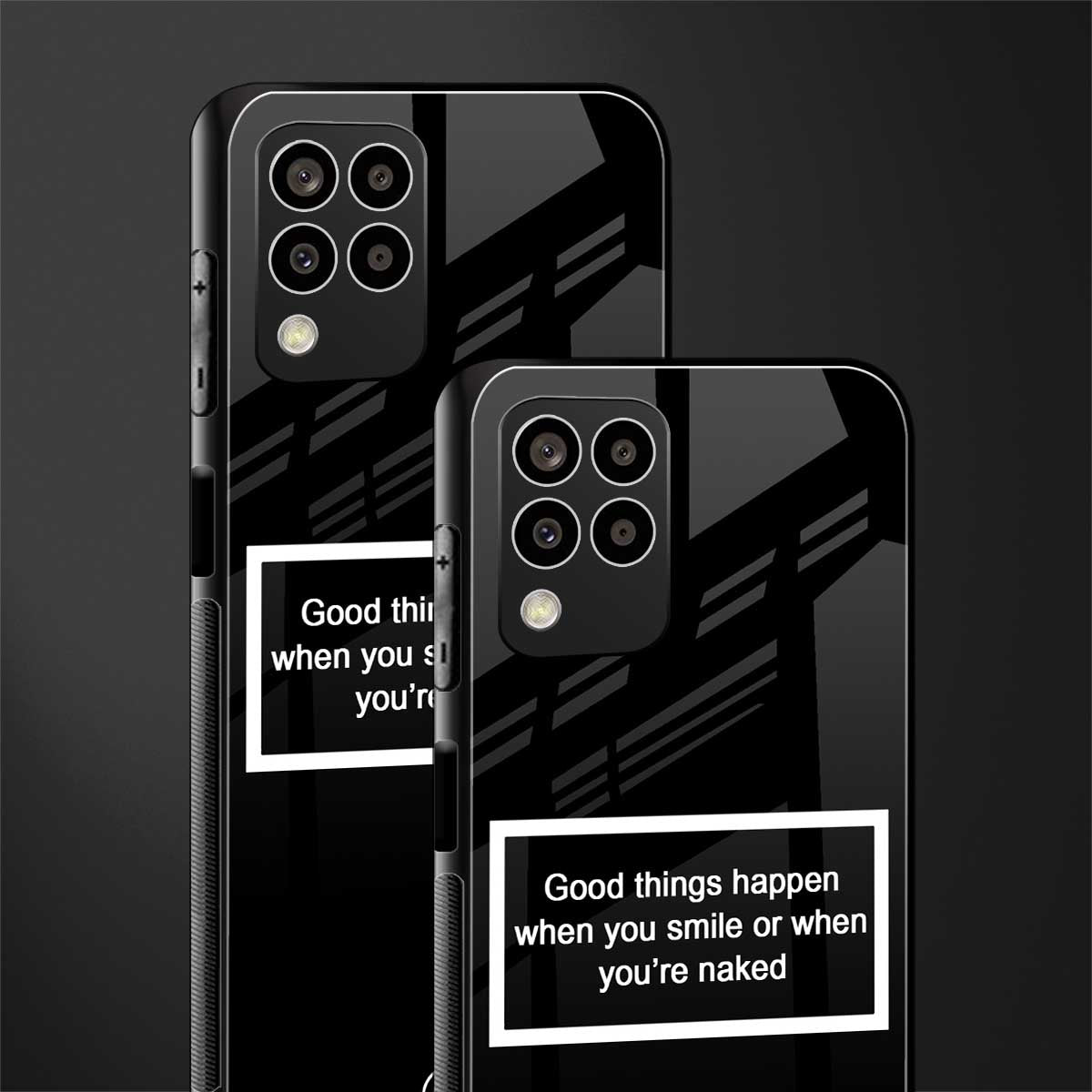 smile or naked black back phone cover | glass case for samsung galaxy m33 5g