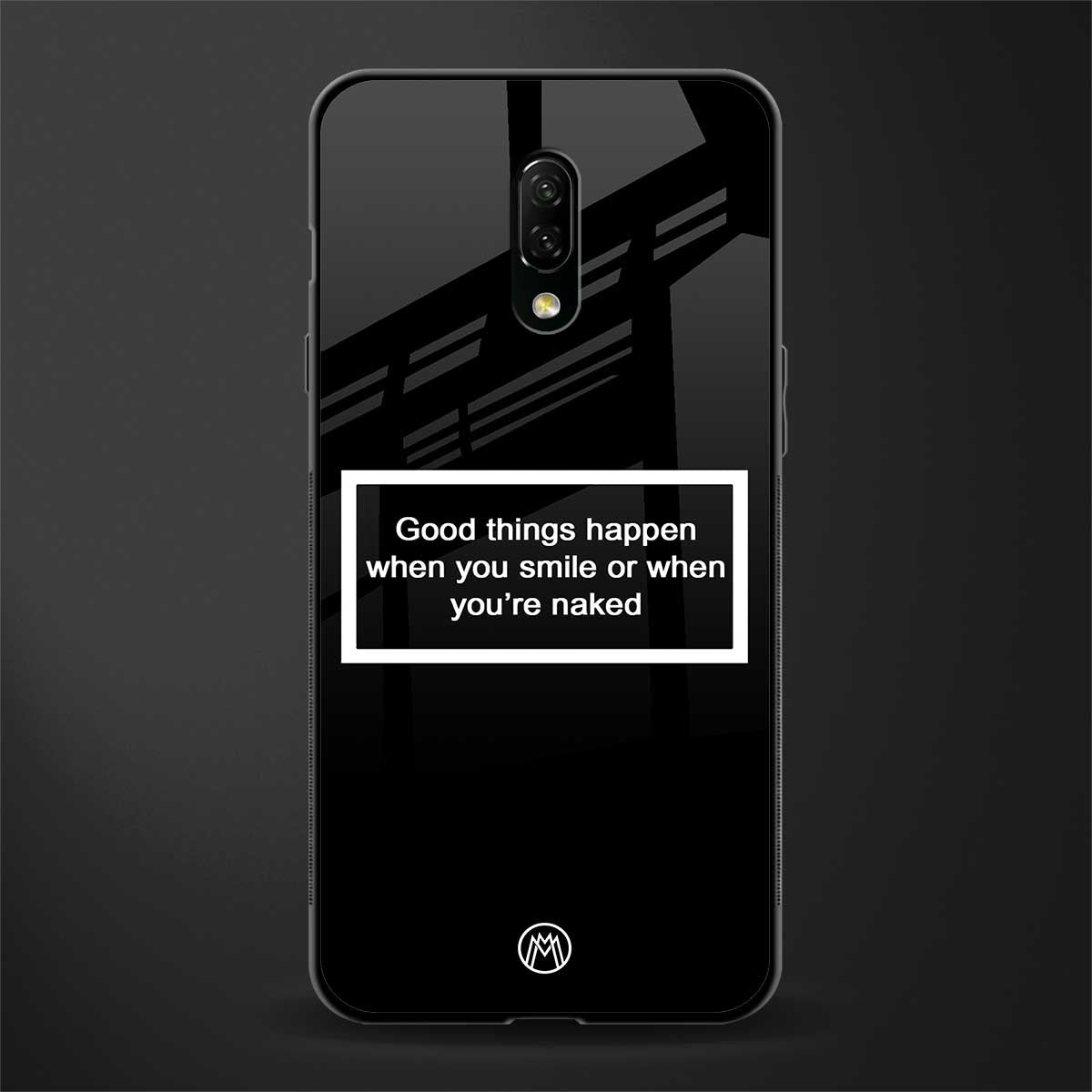 smile or naked black glass case for oneplus 7 image