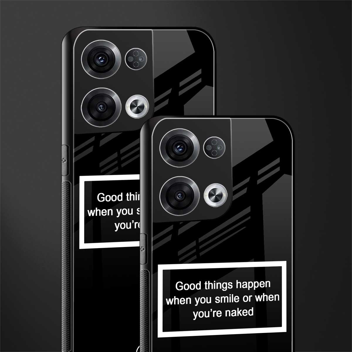 smile or naked black back phone cover | glass case for oppo reno 8 pro