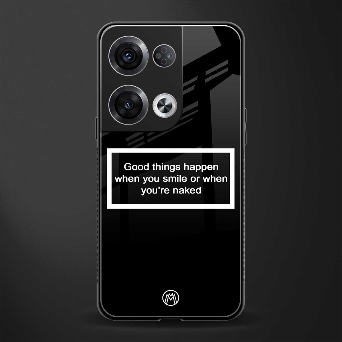 smile or naked black back phone cover | glass case for oppo reno 8 pro