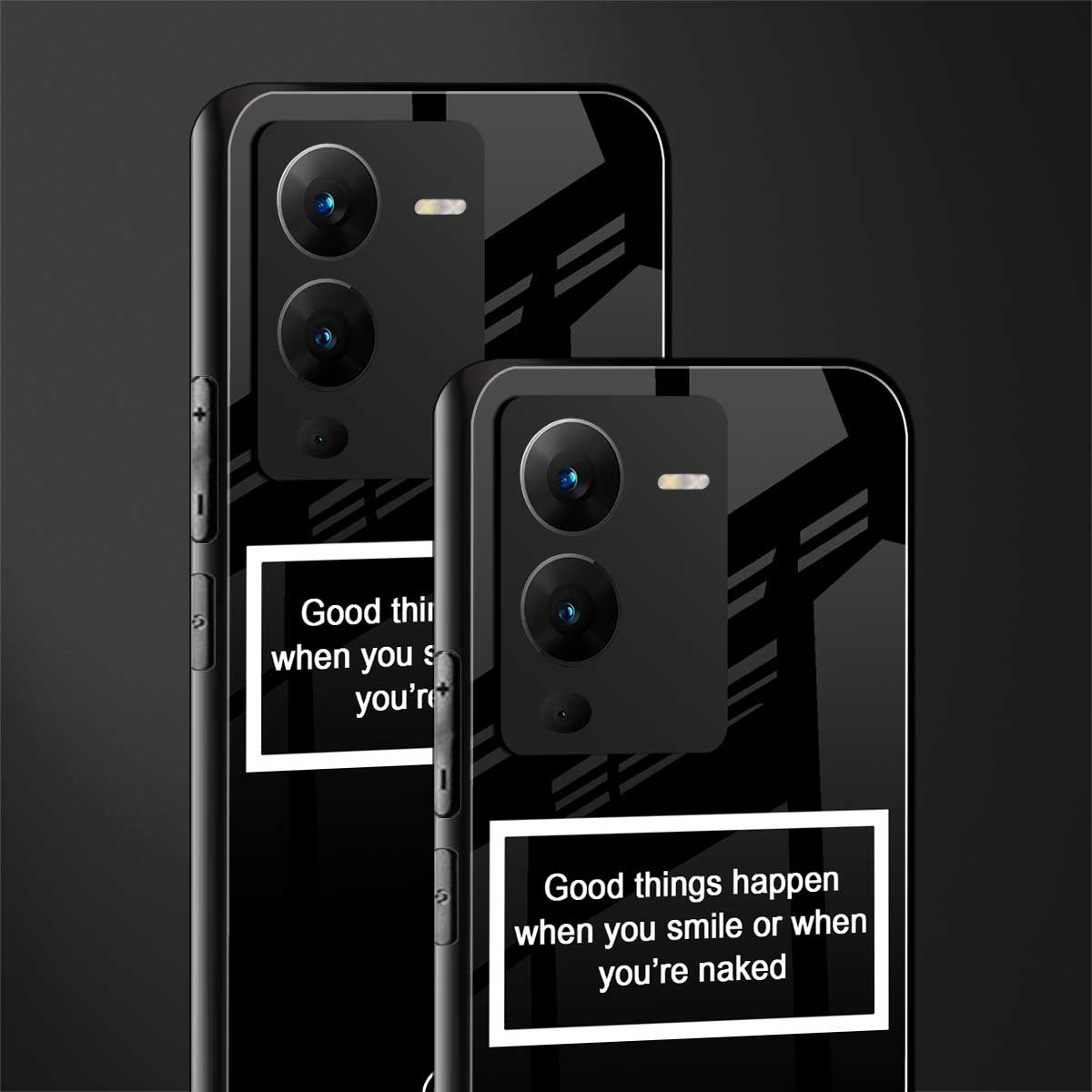 smile or naked black back phone cover | glass case for vivo v25 pro 5g