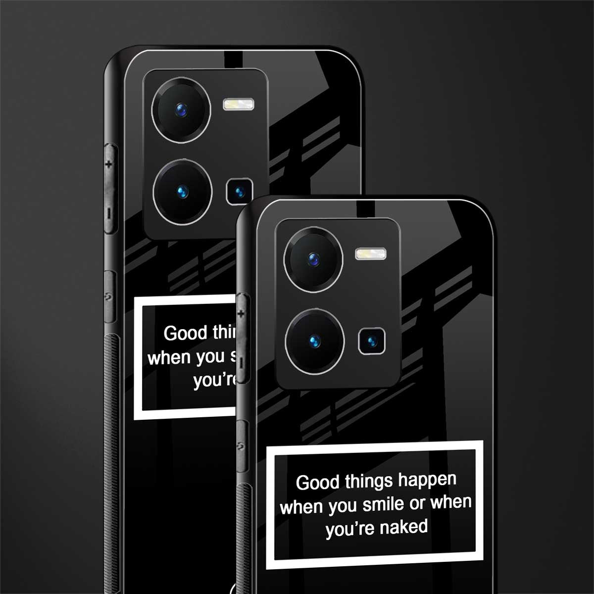 smile or naked black back phone cover | glass case for vivo y35 4g