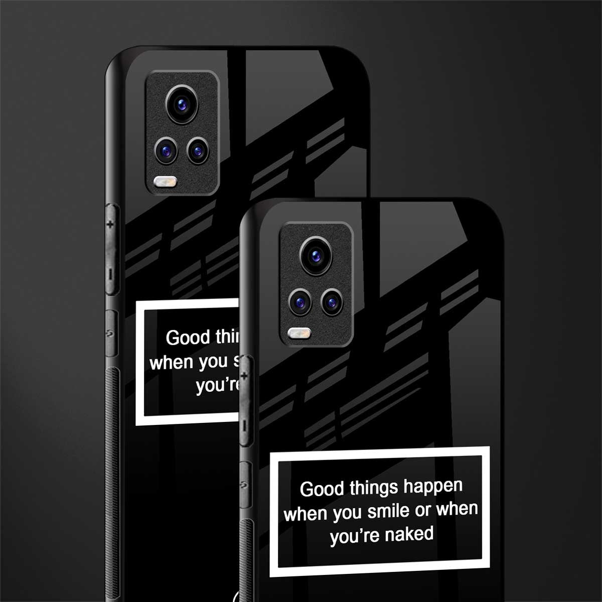 smile or naked black back phone cover | glass case for vivo v21e 4g