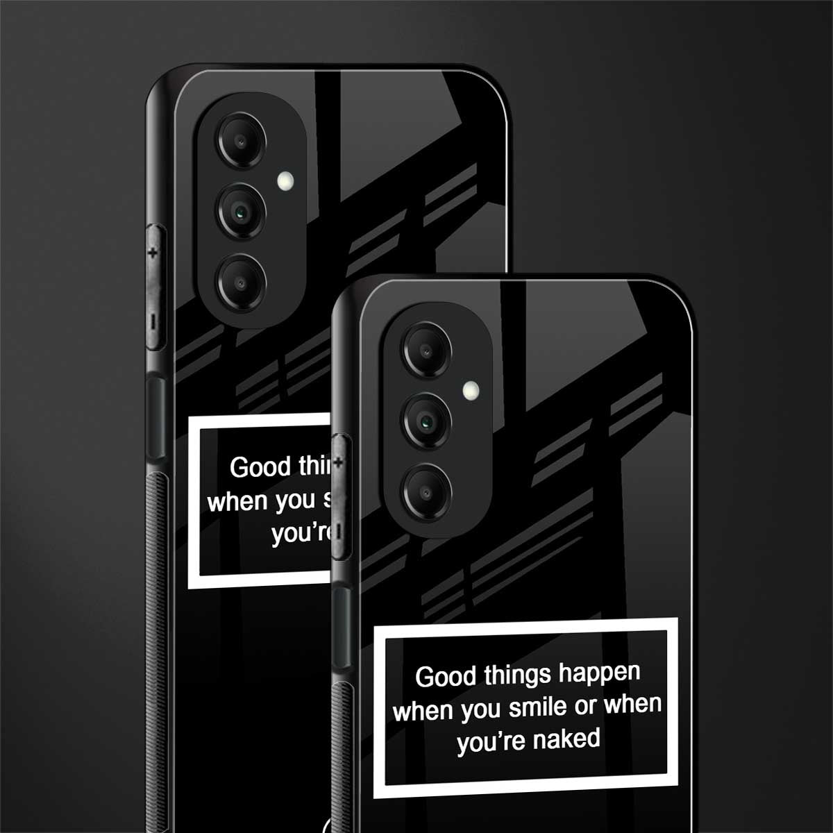 smile or naked black back phone cover | glass case for samsung galaxy a14 5g