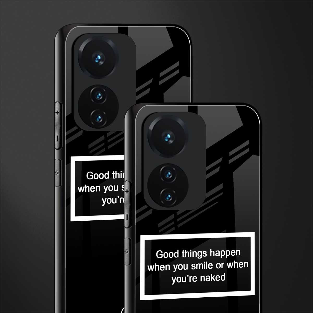 smile or naked black back phone cover | glass case for vivo t1 44w 4g