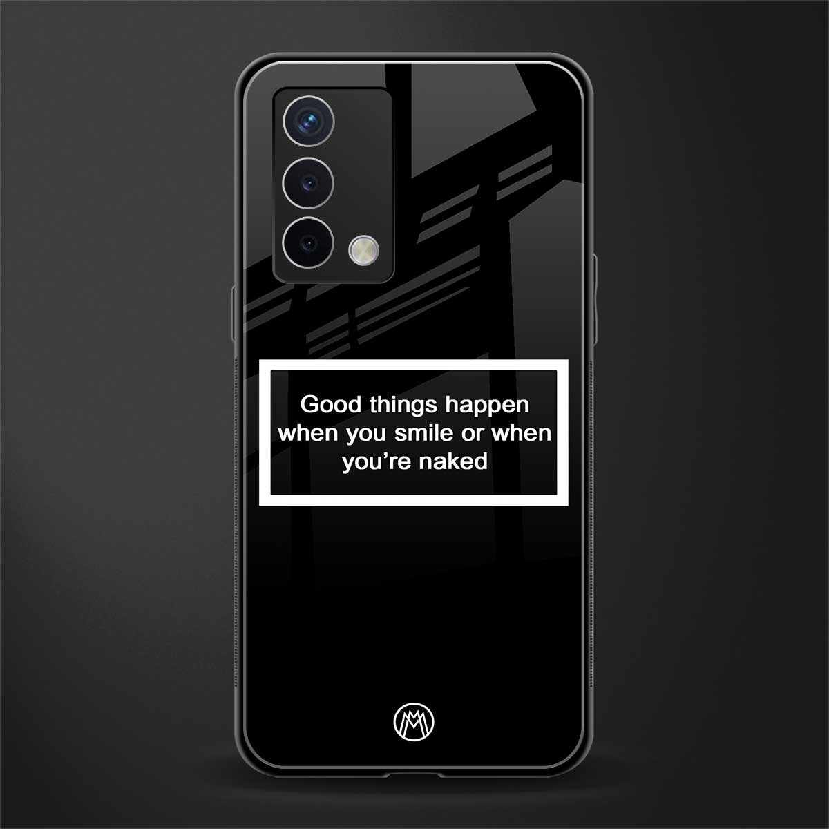 smile or naked black back phone cover | glass case for oppo a74 4g