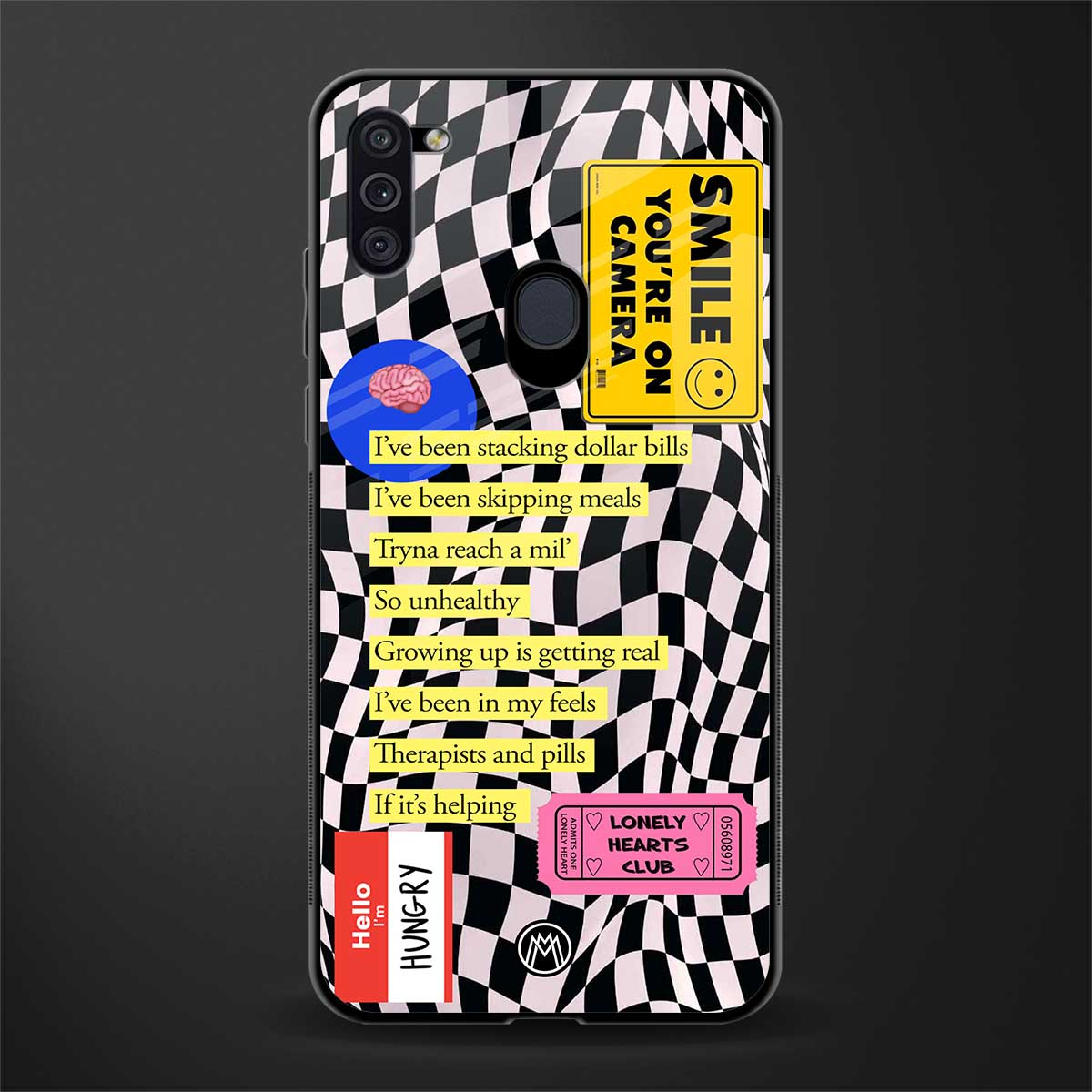 smile you're on camera glass case for samsung galaxy m11 image
