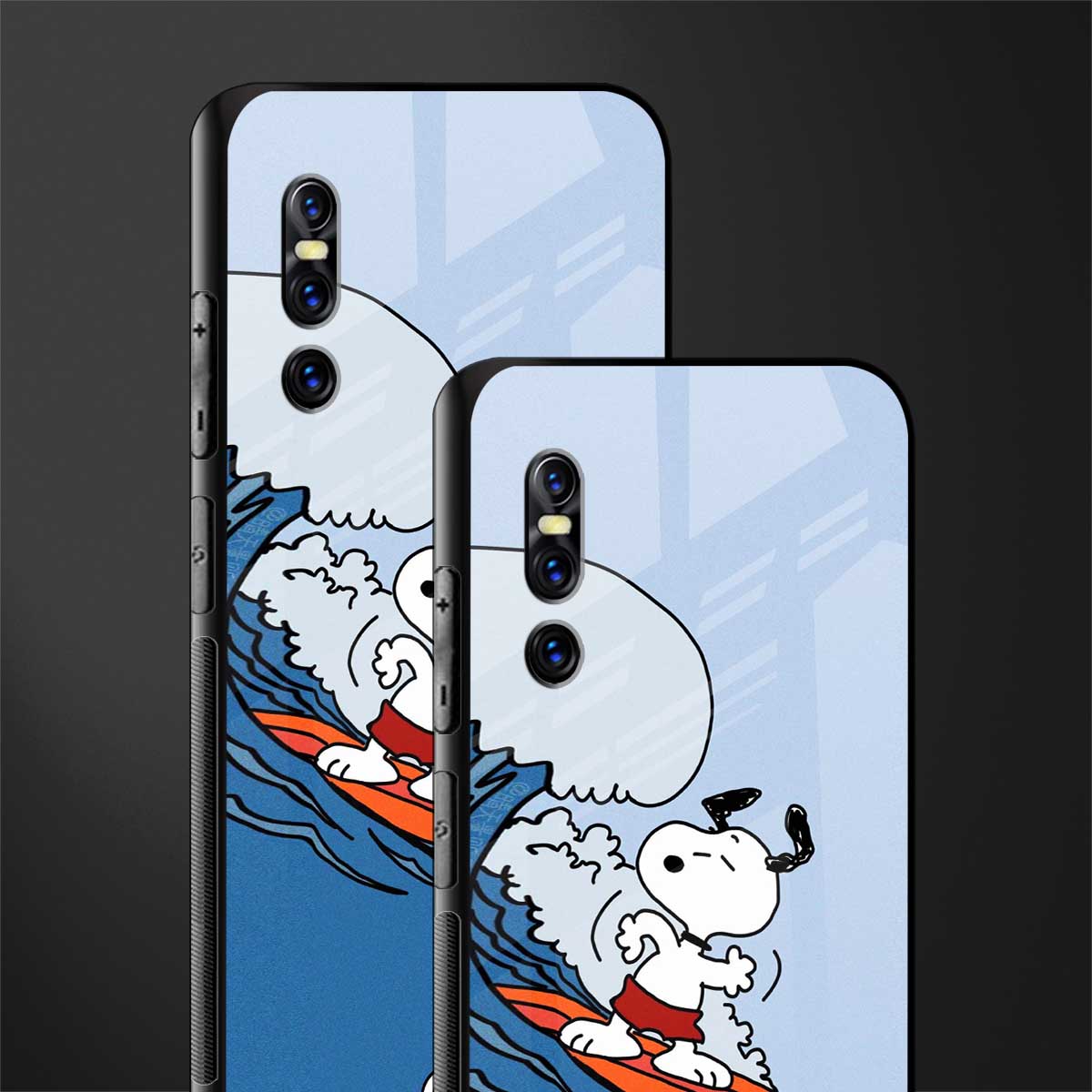 snoopy surfing glass case for vivo v15 pro image-2