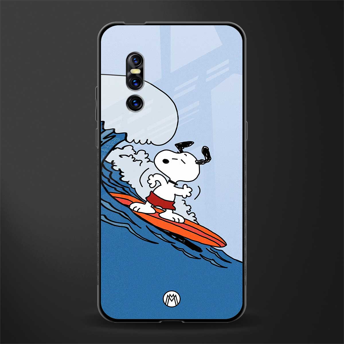 snoopy surfing glass case for vivo v15 pro image