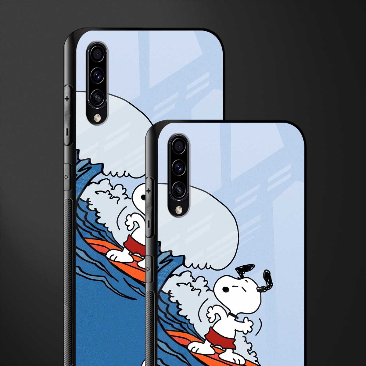 snoopy surfing glass case for samsung galaxy a70 image-2
