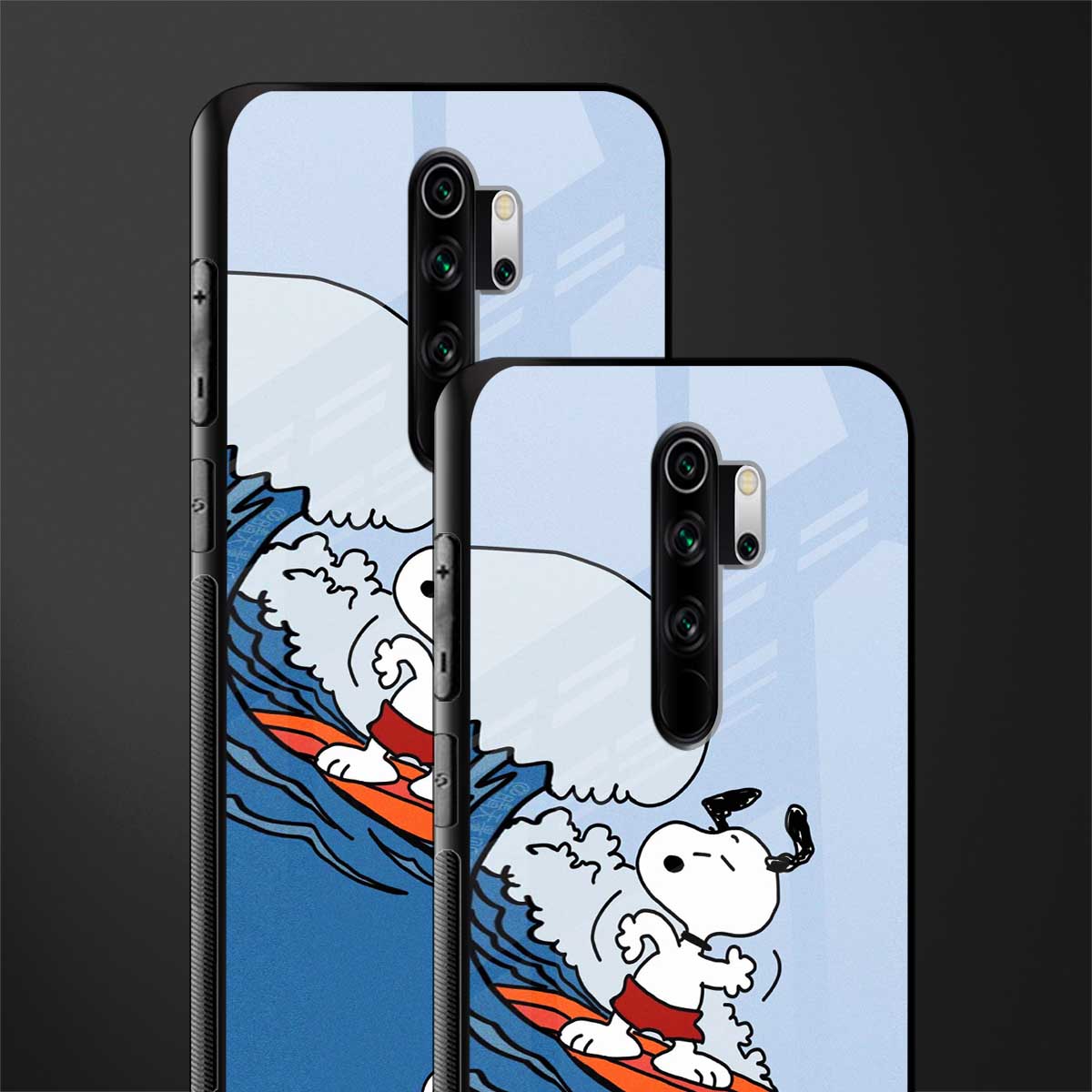 snoopy surfing glass case for redmi note 8 pro image-2