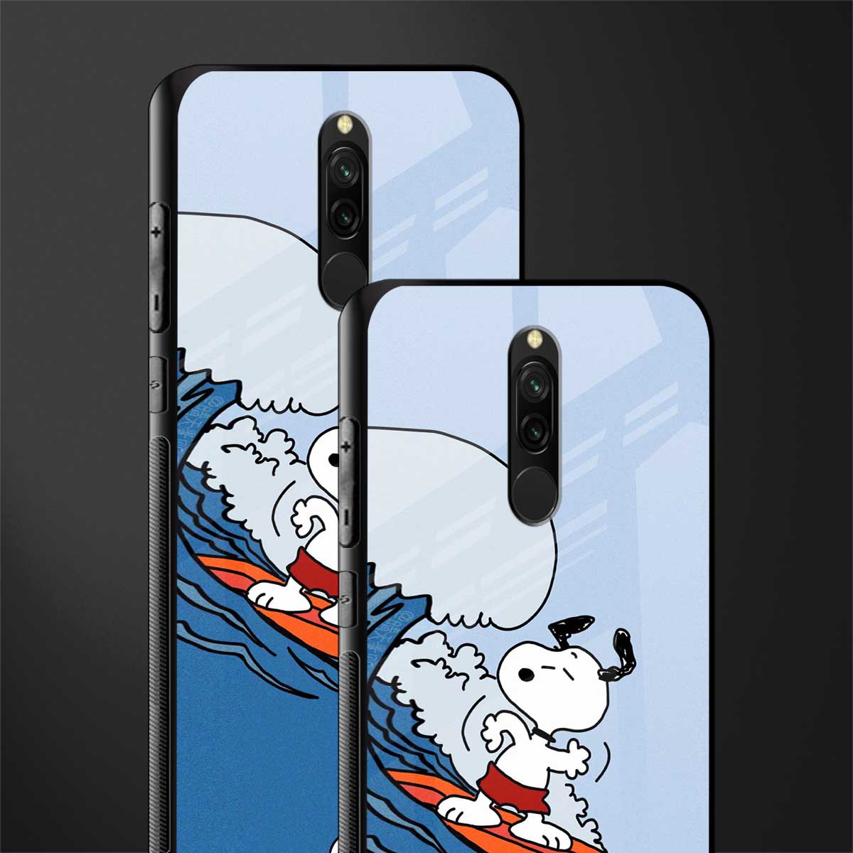 snoopy surfing glass case for redmi 8 image-2