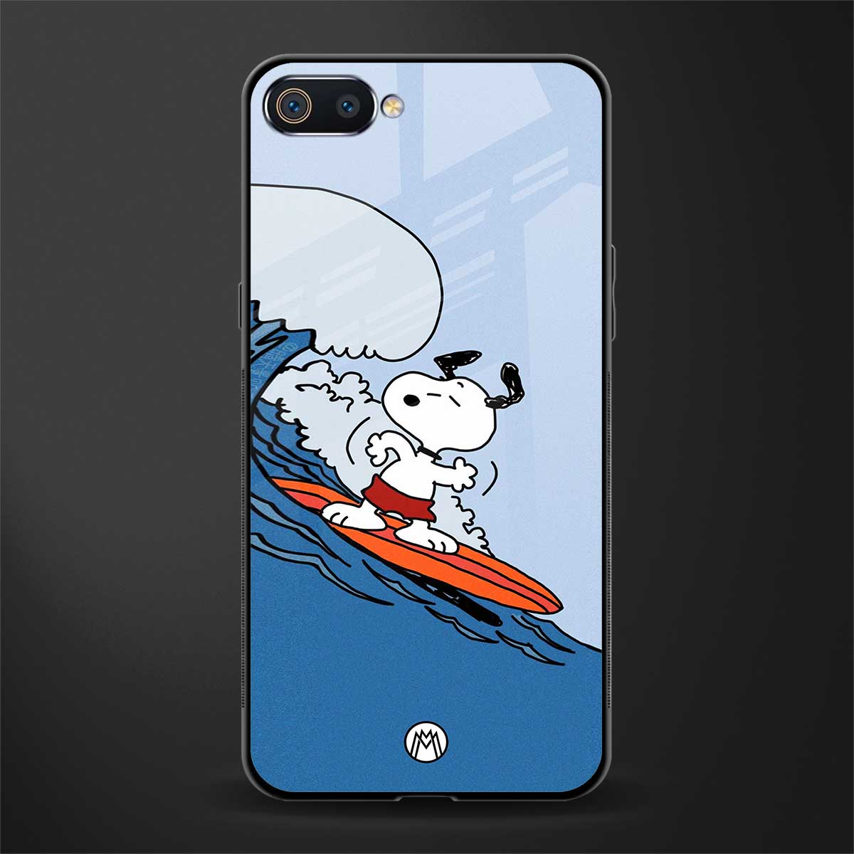 snoopy surfing glass case for oppo a1k image