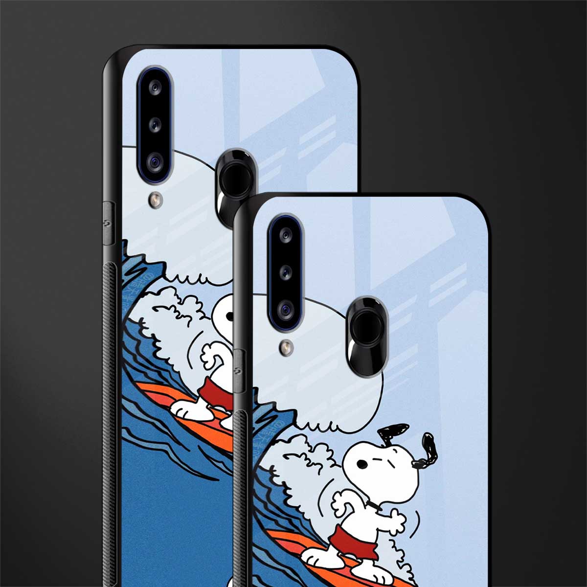 snoopy surfing glass case for samsung galaxy a20s image-2