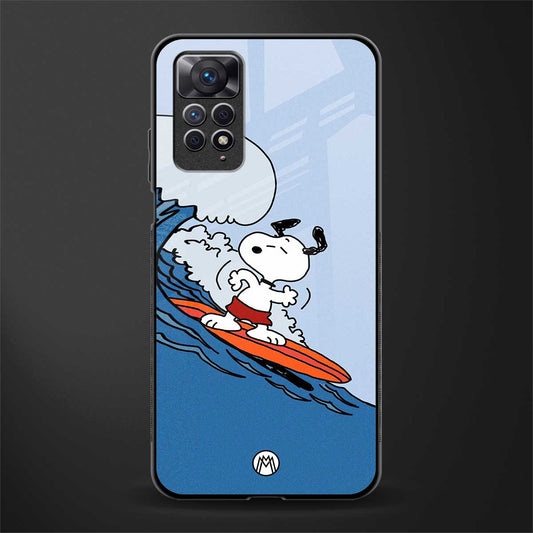 snoopy surfing glass case for redmi note 11 pro image