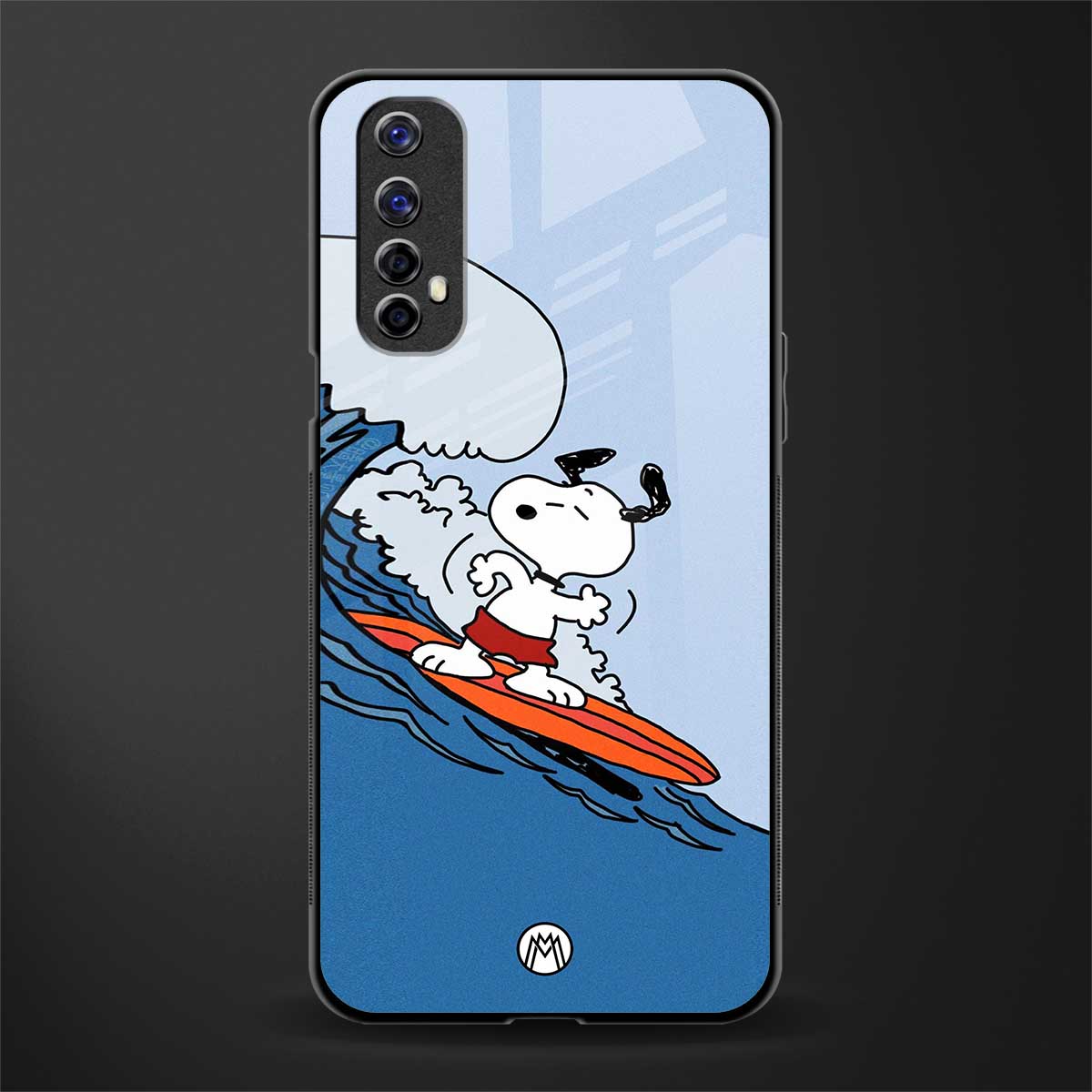 snoopy surfing glass case for realme 7 image