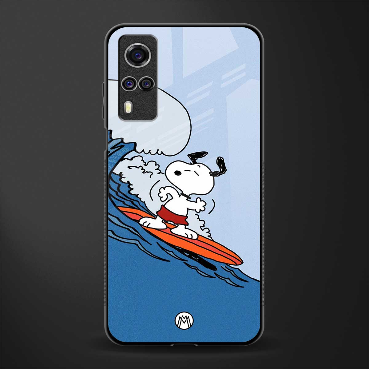 snoopy surfing glass case for vivo y51 image