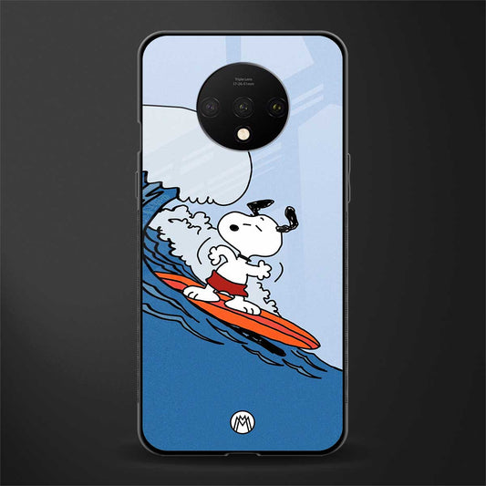 snoopy surfing glass case for oneplus 7t image