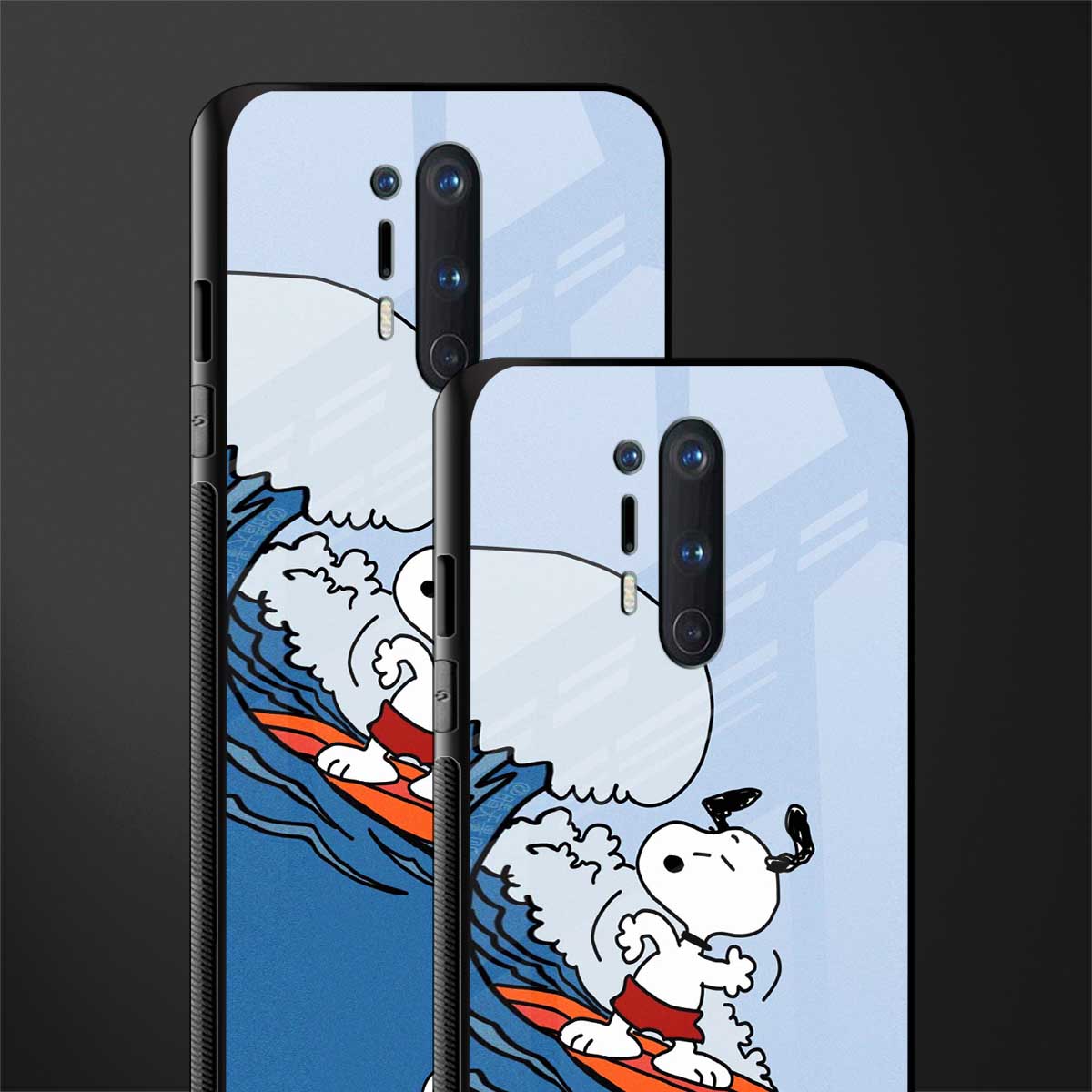 snoopy surfing glass case for oneplus 8 pro image-2