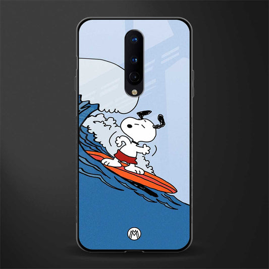 snoopy surfing glass case for oneplus 8 image