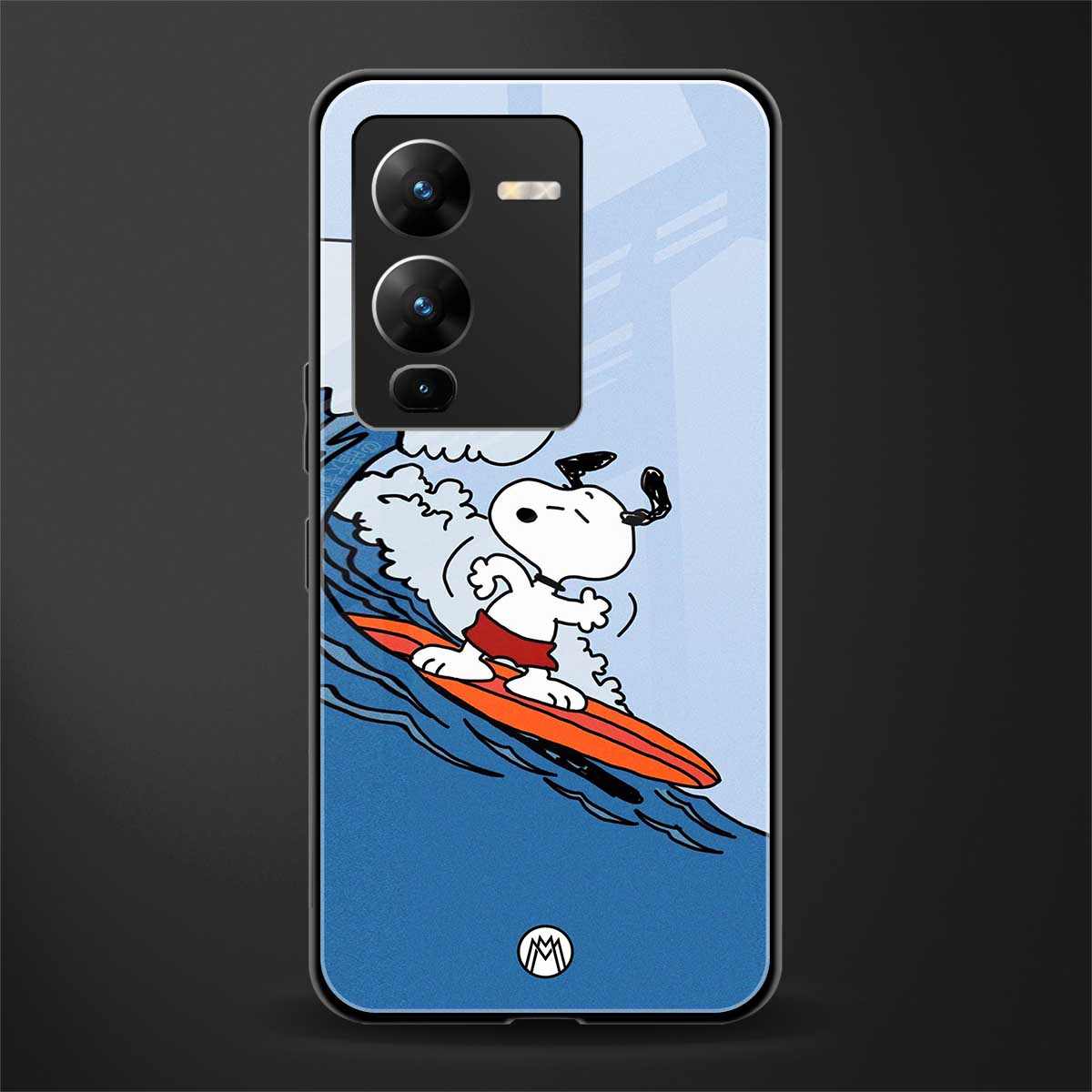 snoopy surfing back phone cover | glass case for vivo v25 pro 5g