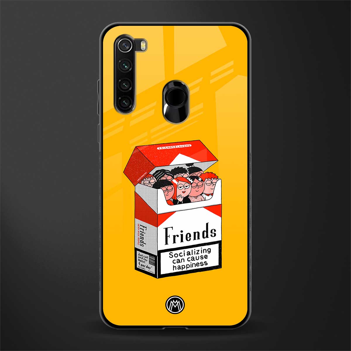 socializing can cause happiness glass case for redmi note 8 image