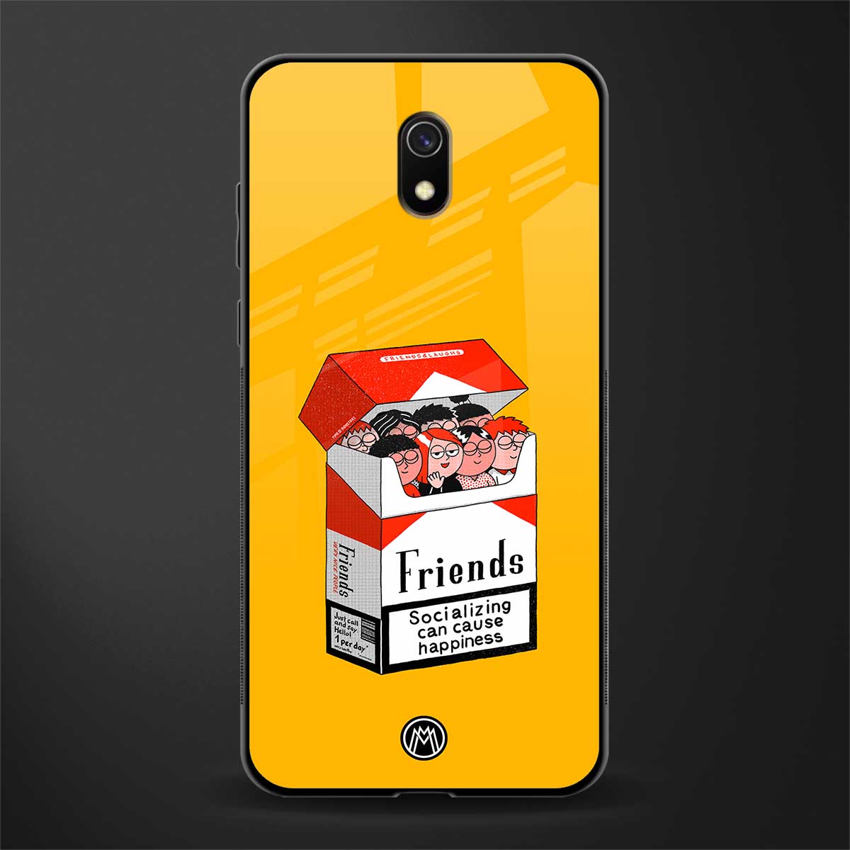 socializing can cause happiness glass case for redmi 8a image