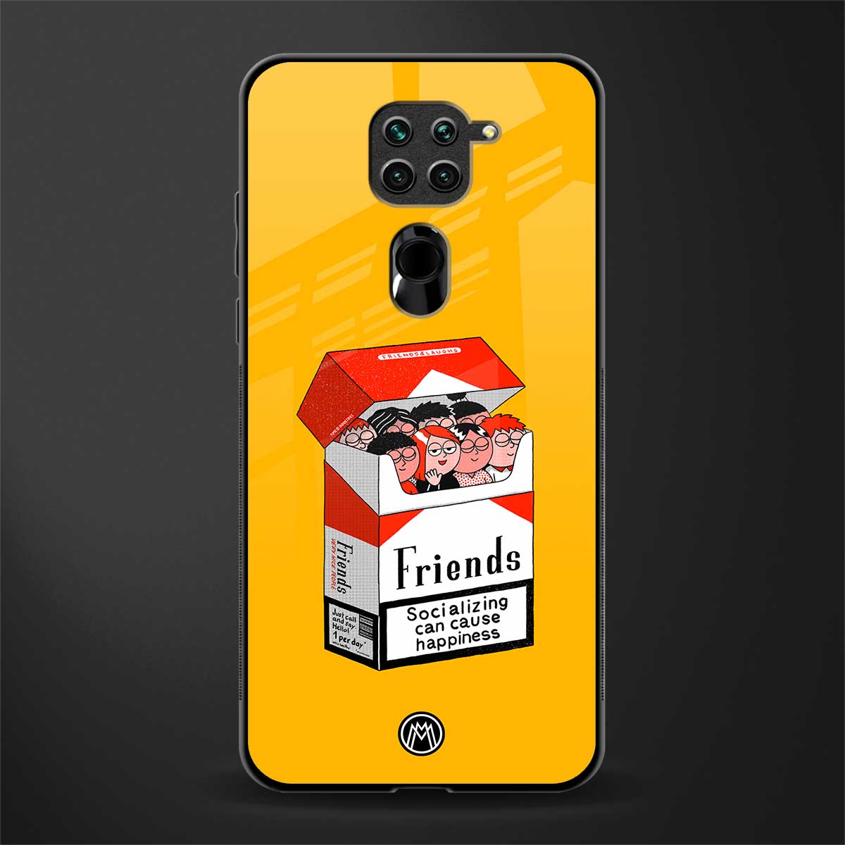 socializing can cause happiness glass case for redmi note 9 image